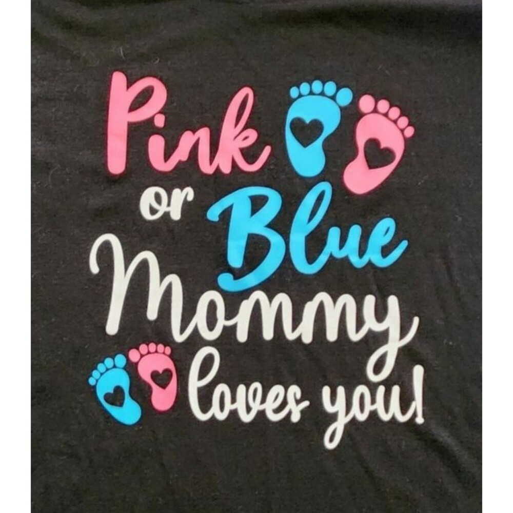 Unbranded T Shirt Women's XL Maternity Black Gender Reveal Baby Feet